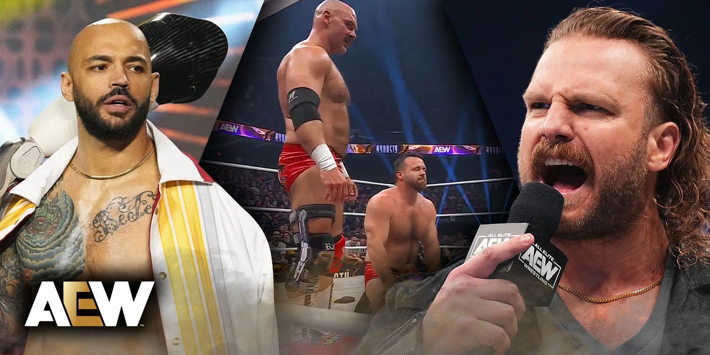 Ricochet, FTR, and Hangman Adam Page in AEW
