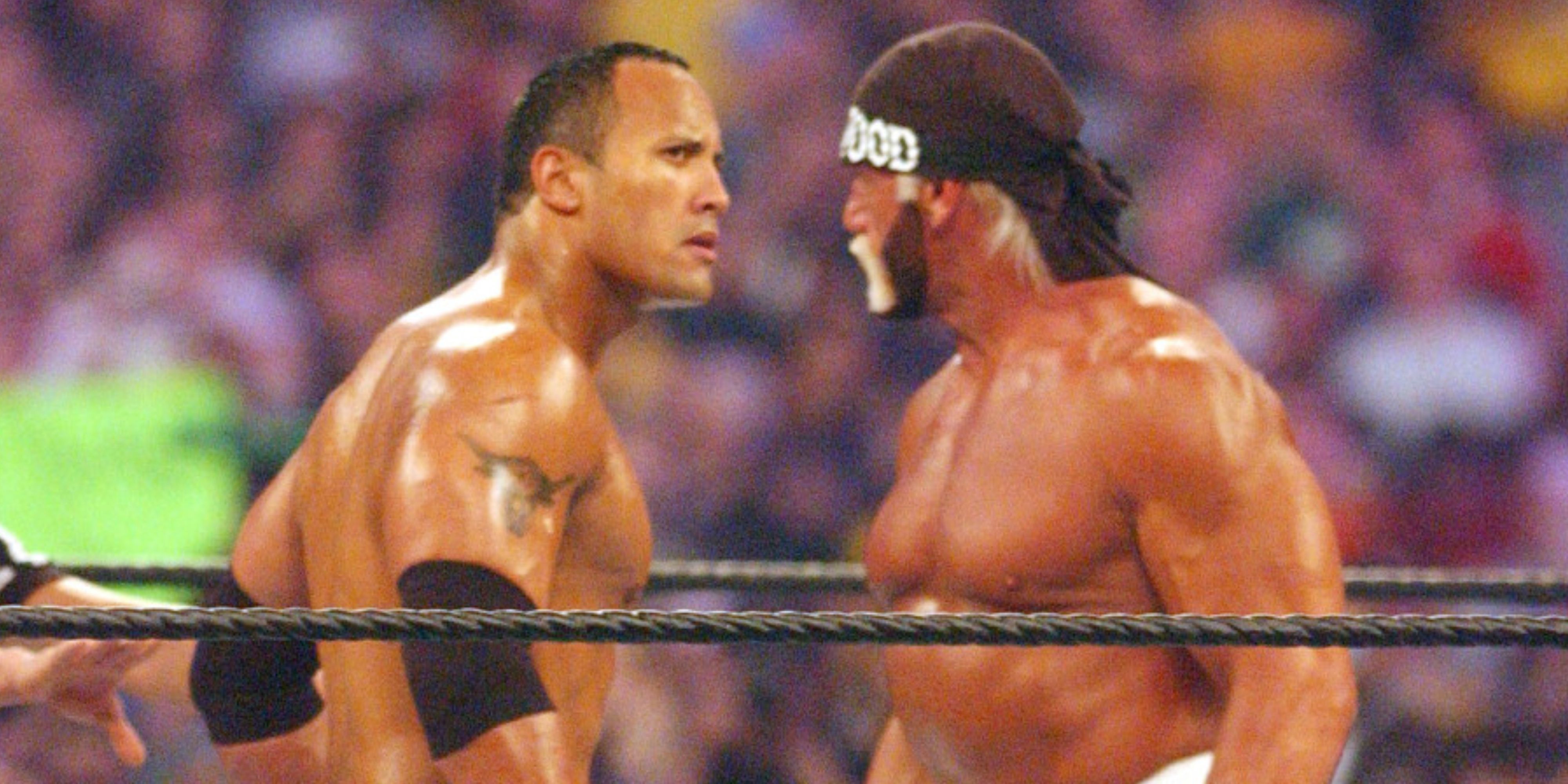 the rock and hulk hogan face to face at wrestlemania 18.