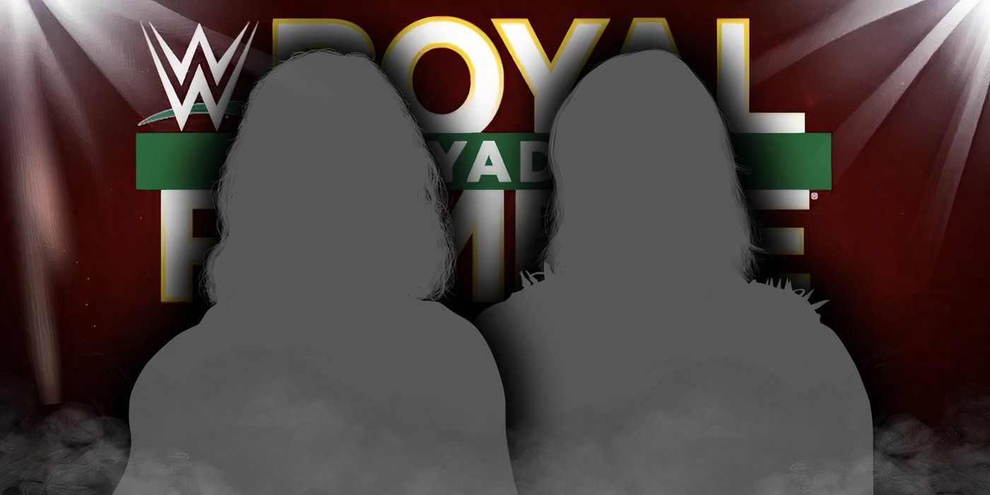 Two silhouettes and the WWE Royal Rumble Riyadh logo