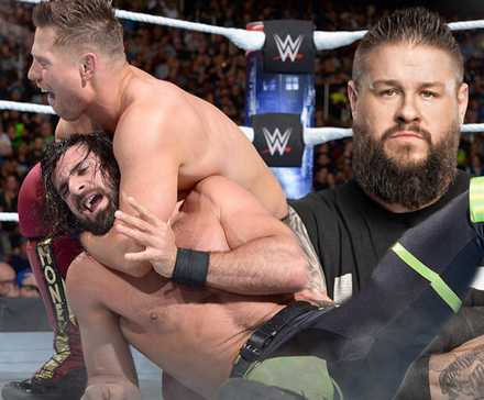 The Miz vs Seth Rollins and Kevin Owens in WWE