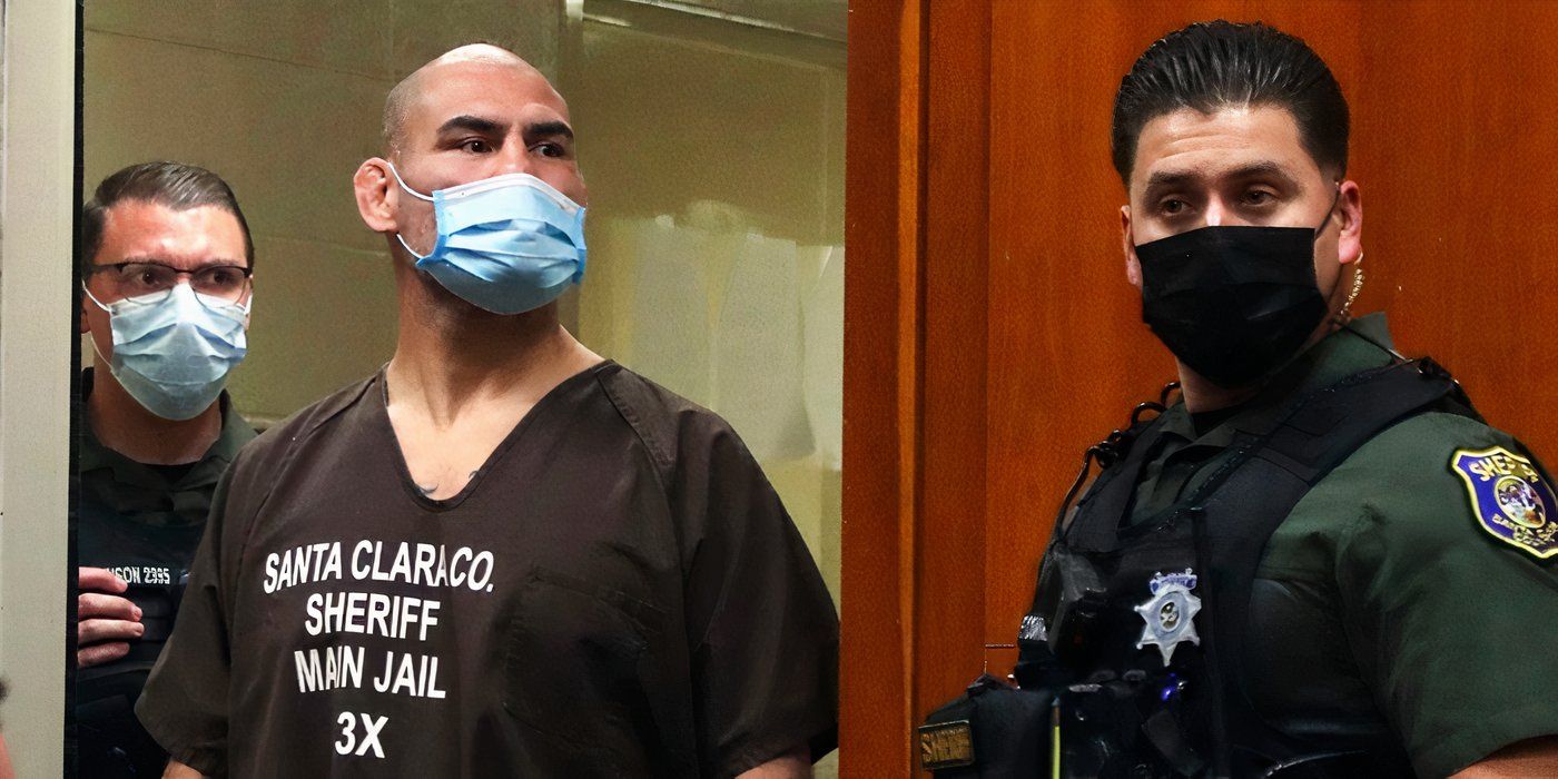 Cain Velasquez in court with a Sheriff's deputy