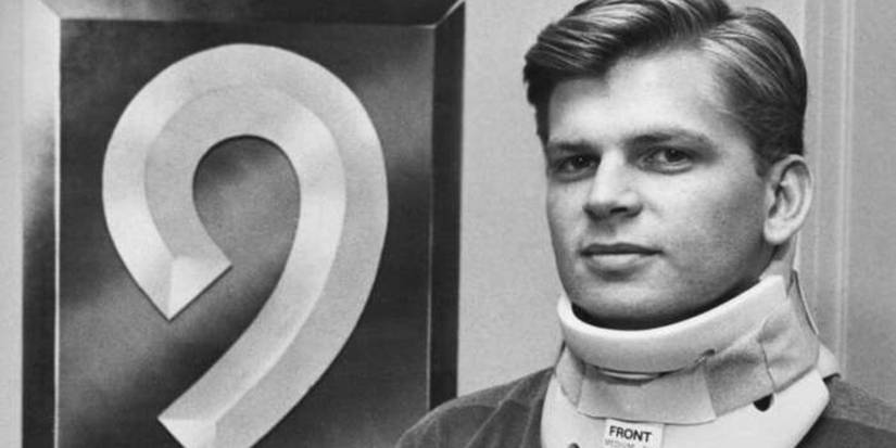 Ben Hildebrandt in a neck brace