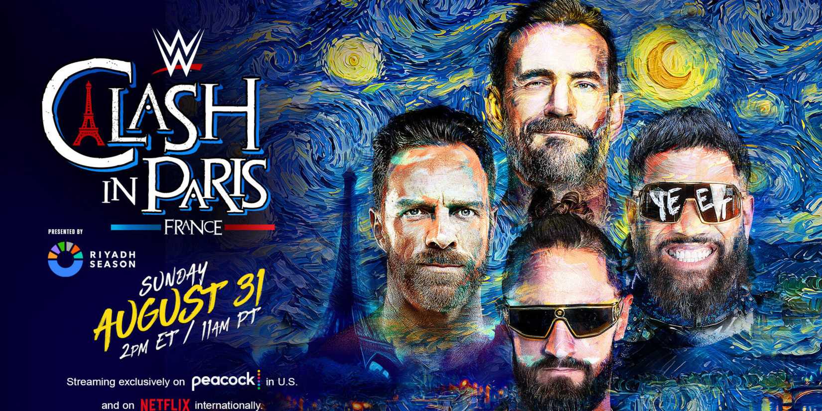 punk vs rollins vs knight vs uso at clash in paris.