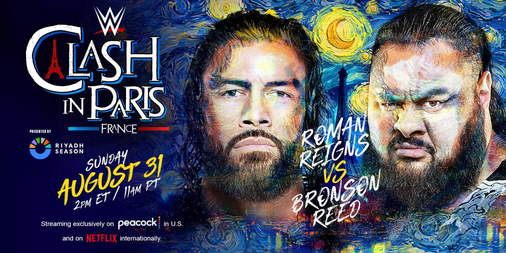 roman reigns vs bronson reed at clash in paris.