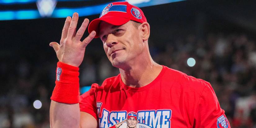 John Cena with the "You can't see me" hand gesture in WWE