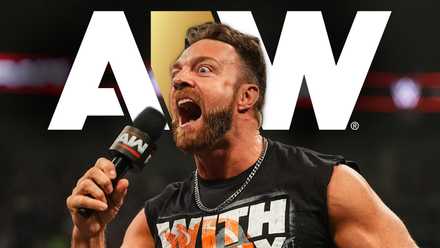 LA Knight’s Canceled Feud Has Fans Concerned for His WWE Future 2 LA Knight gives a promo in front of the AEW logo