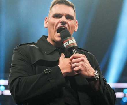 Gunther cutting a promo on RAW