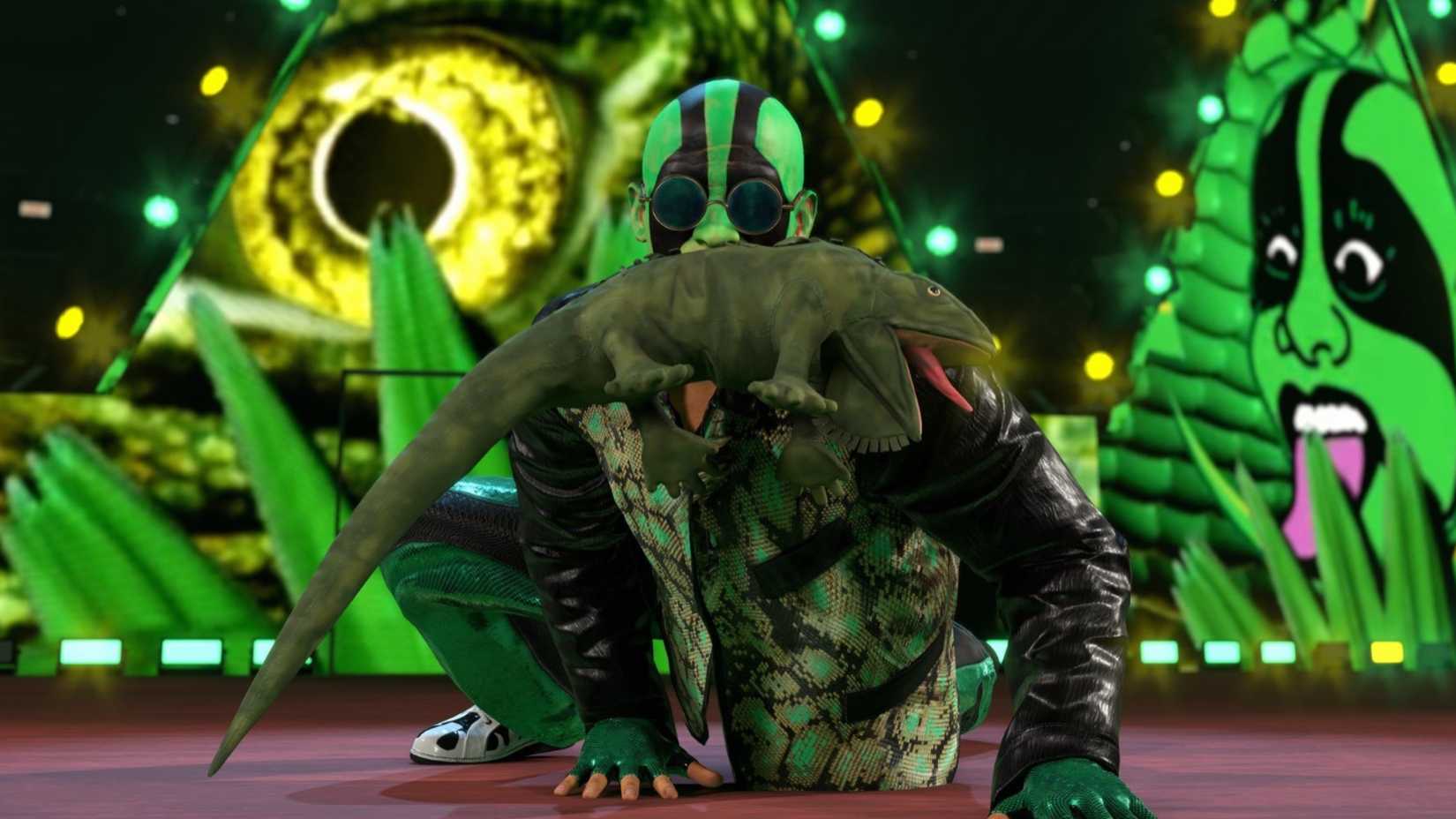 señor iguana sosteniendo su títere en la boca en wwe 2k26.