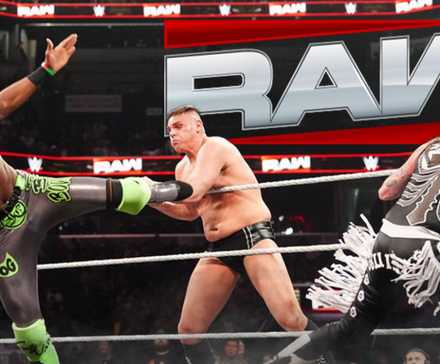 We've Figured Out the Identity of WWE's Mysterious Masked Man 3 Je'Von Evans, Gutnher and Dominik Mysterio wrestling on RAW