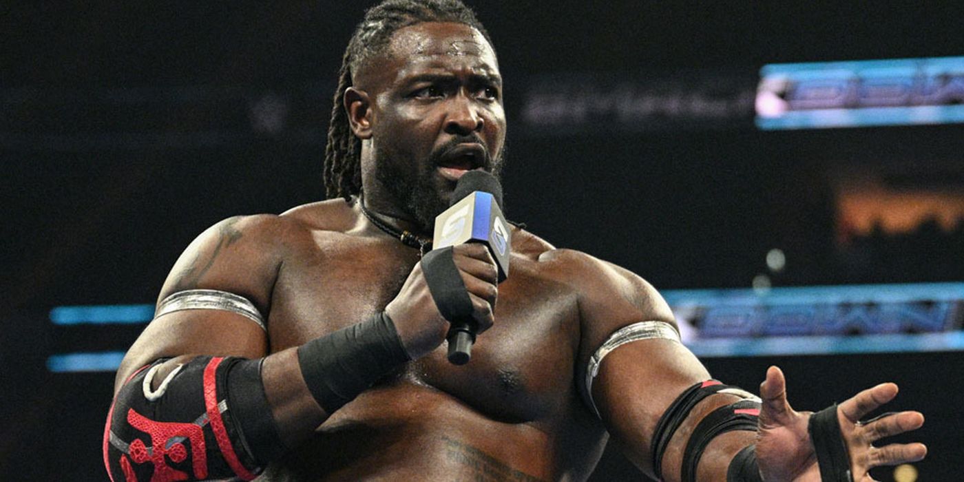Oba Femi gives a promo on WWE SmackDown