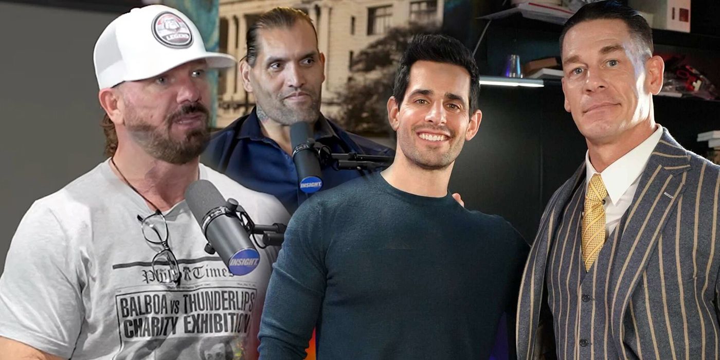 AJ Styles, Great Khali, Chris Van Vliet, and John Cena