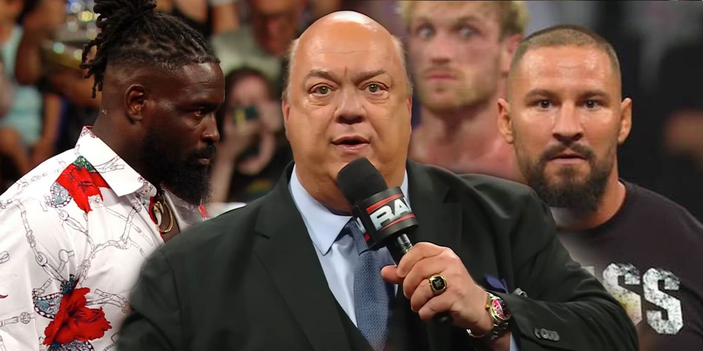 Oba Femi, Paul Heyman, and Bron Breakker in WWE