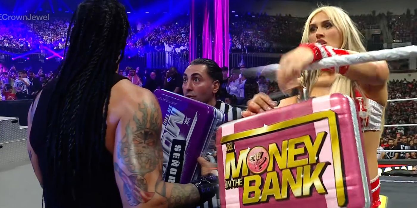 Damian Priest & Tiffany Stratton with the Money in the Bank 