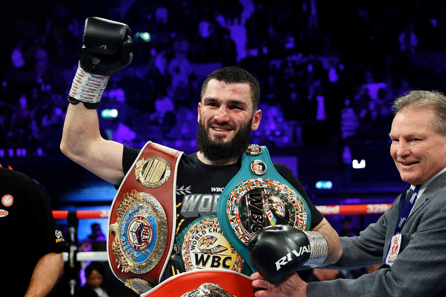 Artur Beterbiev with his world title belt