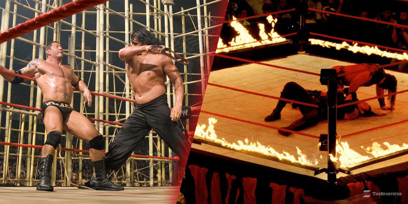 WWE- 10 Rarest Gimmick Matches Ever (& How Many Times They Were Used) Featured Image