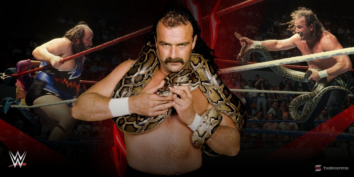 Jake The Snake Roberts with Damien and Earthquake in WWE