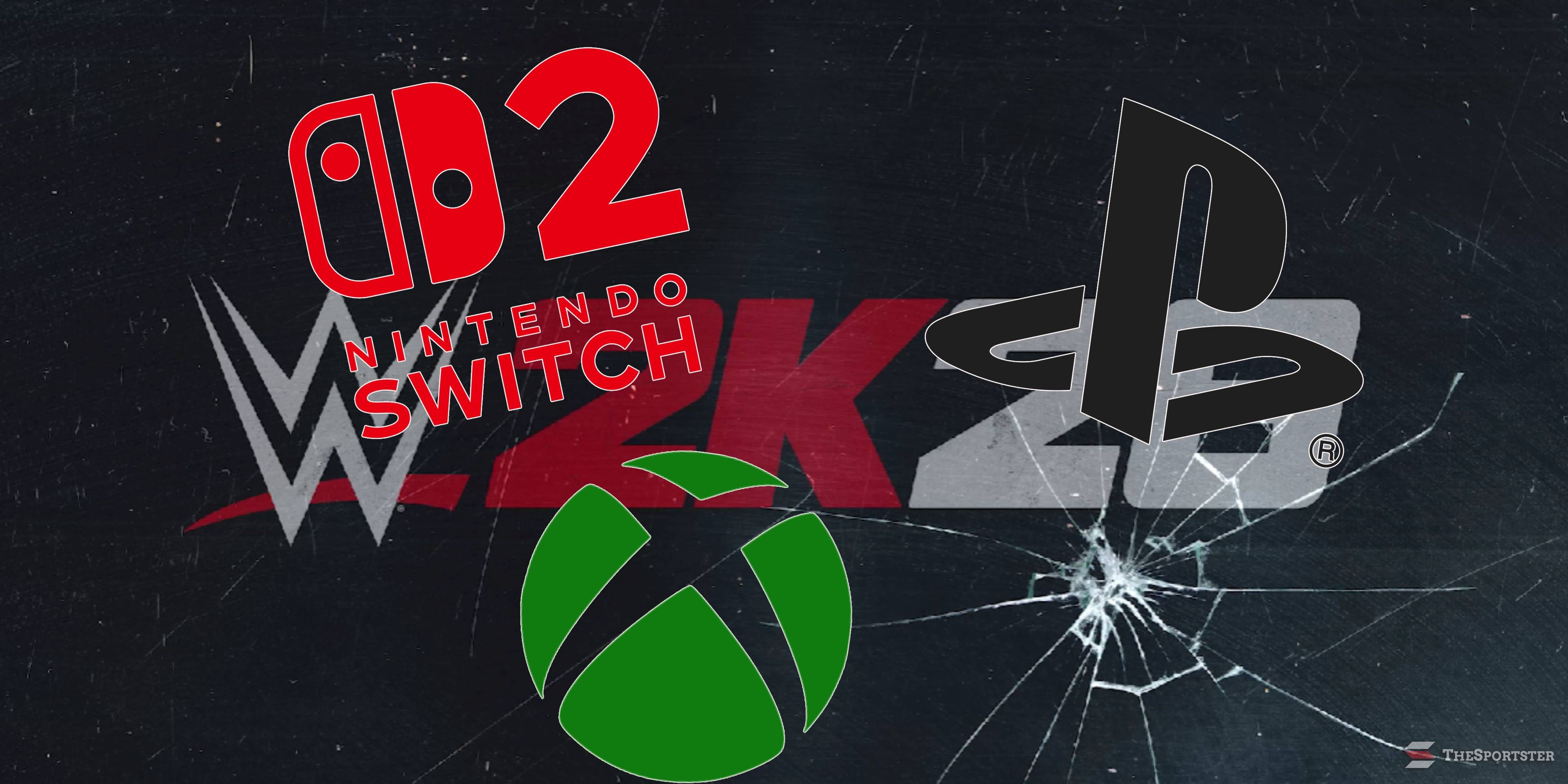 switch 2 playstation and xbox logos on the wwe 2k26 logo.